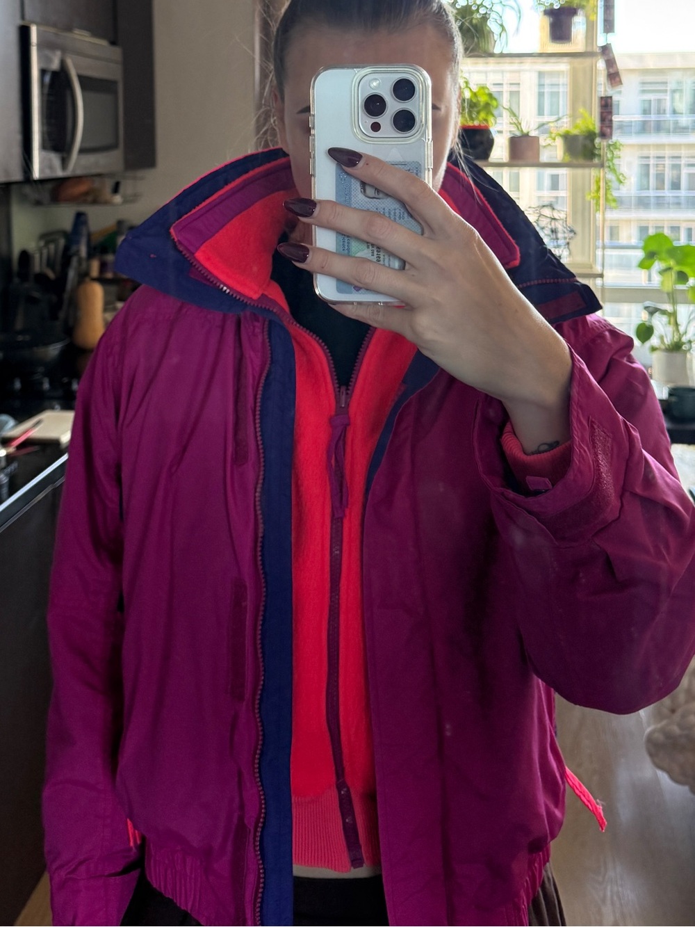 Vintage Columbia 2-in-1 Radial Sleeve Jacket Fleece Set 90s Pink Purple M